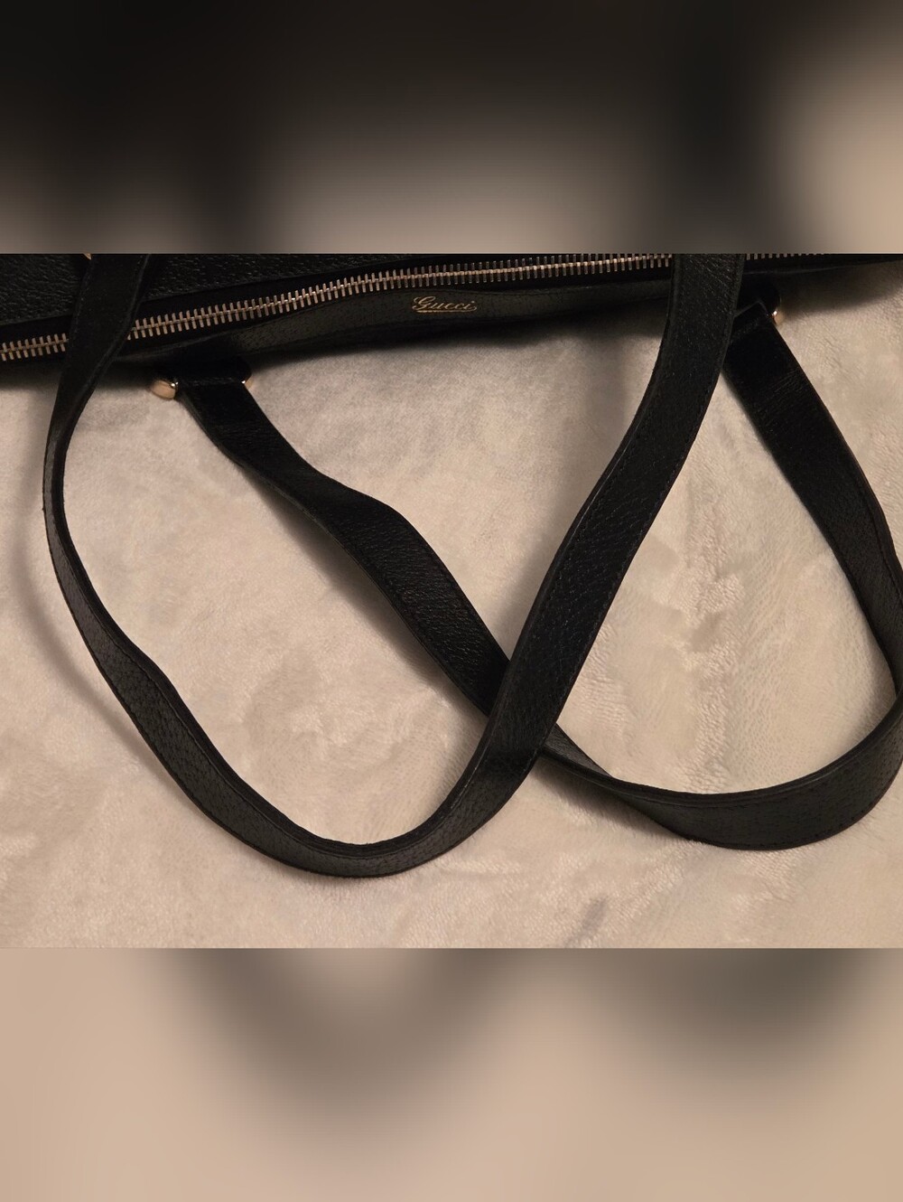 Authentic Gucci GG Black Canvas Abbey Zip Tote Shoulder Gold Hardware Bag - Picture 13 of 15
